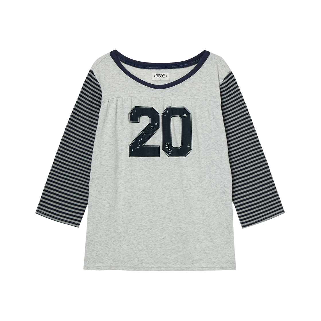 AE45FWLS004NVY AEAE Stripe Combi Tee Navy