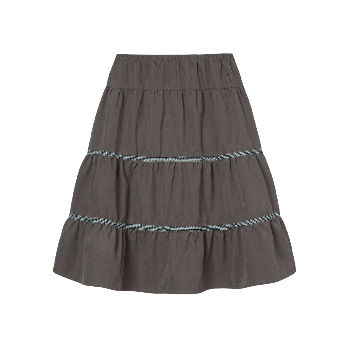 에이이에이이 체크 미디 티어드 스커트 브라운(AEAE Check Midi Tiered Skirt Brown)