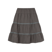 AEAE Check Midi Tiered Skirt Brown