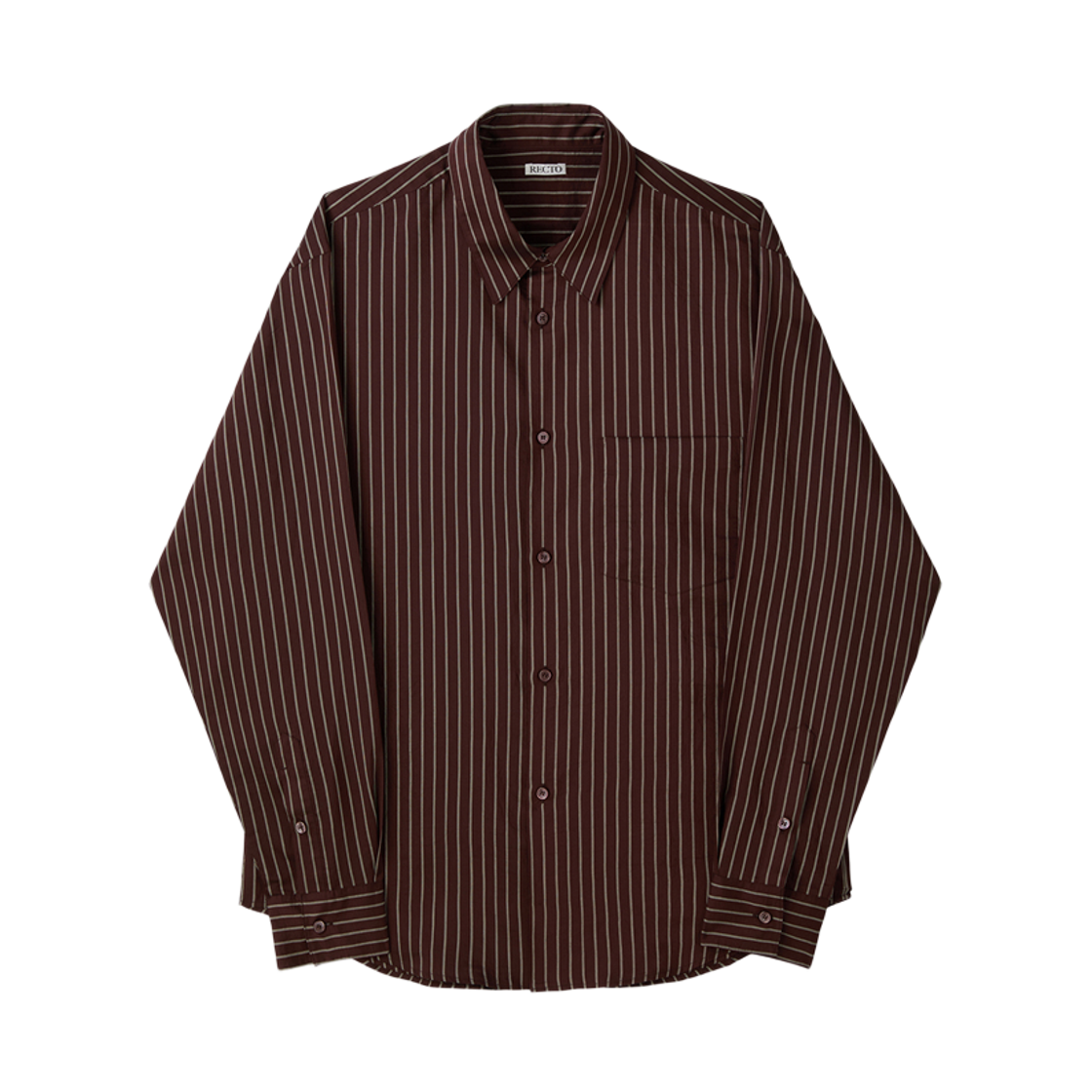 RM25WWST002BR Recto Lea Stripe Shirt Red Brown