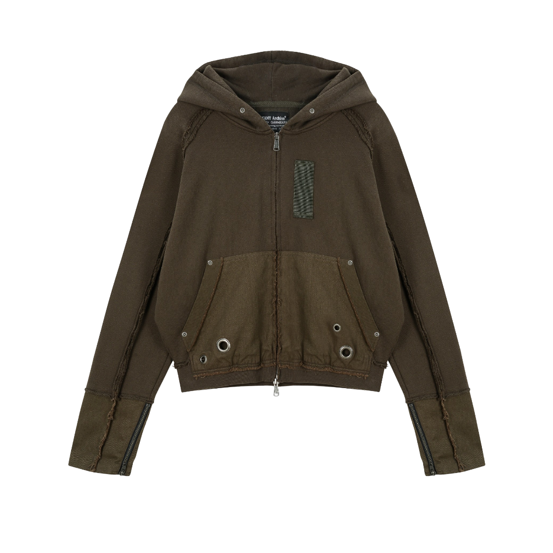 VUK53JHD002KHQQ Vacant Archive Women Hank Hoodie Zip-Up Khaki