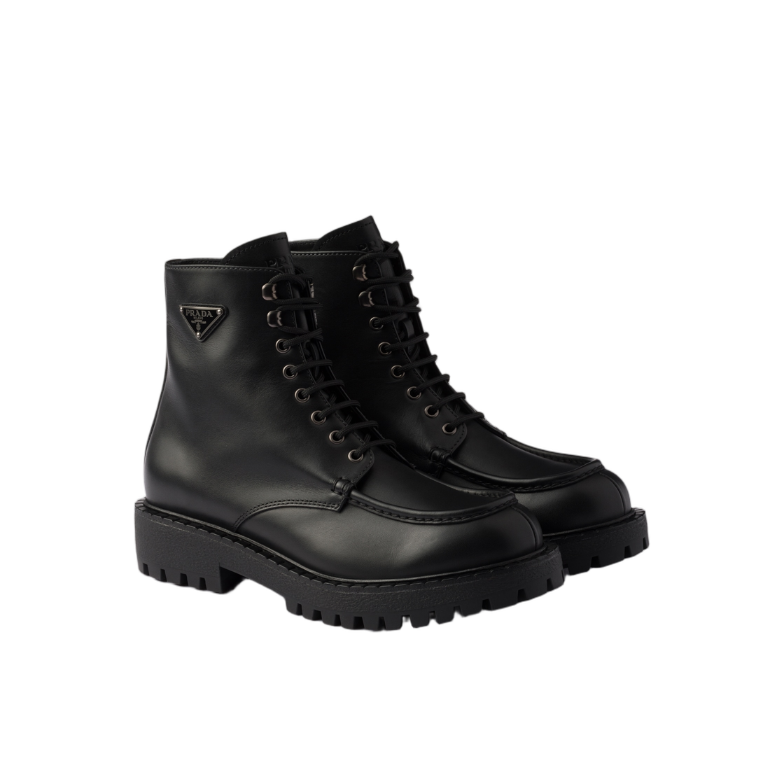 프라다 레이스드 레더 부티 블랙(Prada Laced Leather Booties Black) - 1