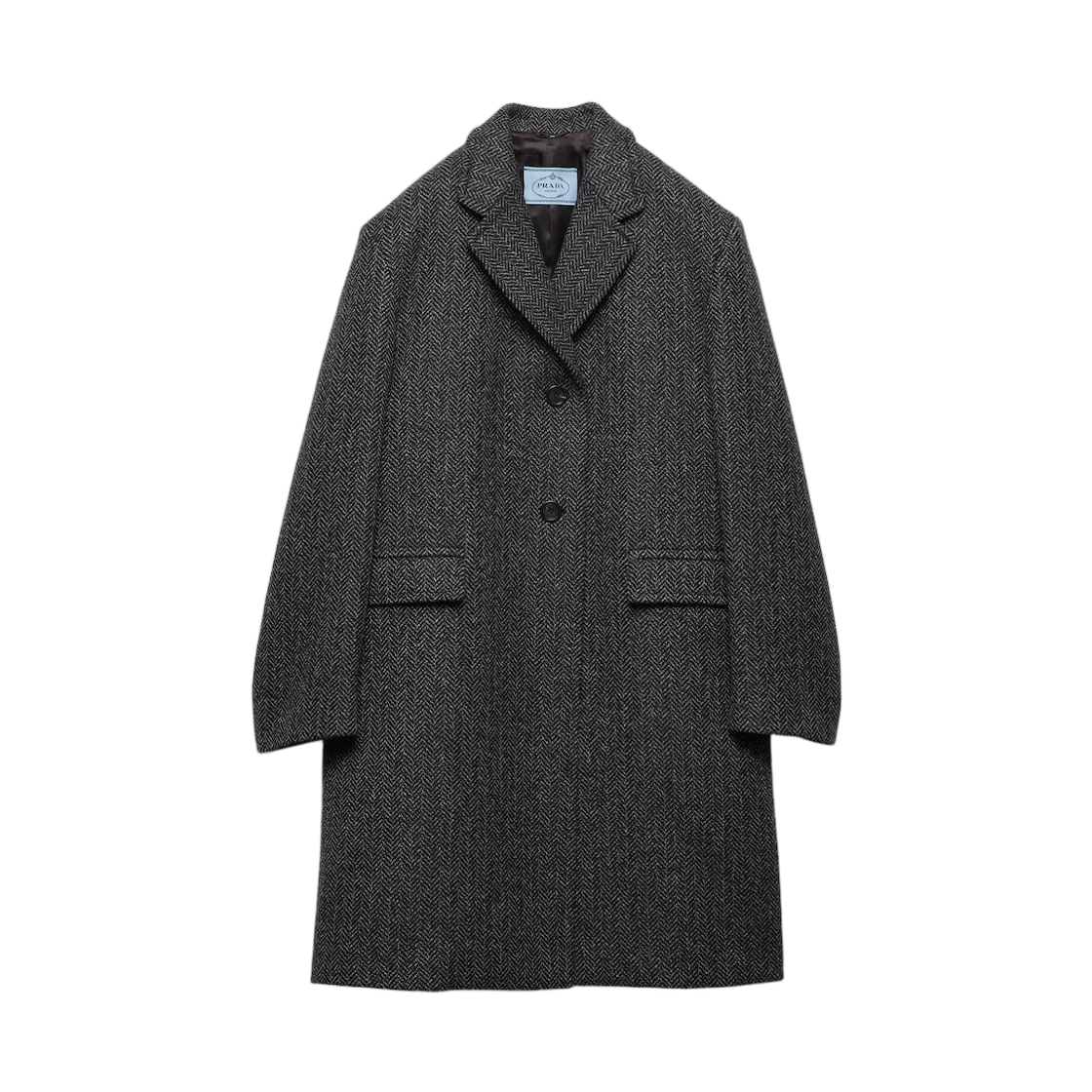 P699S-18C3-F0308 (W) Prada Single-Breasted Chevron Wool Jacket Anthracite Gray