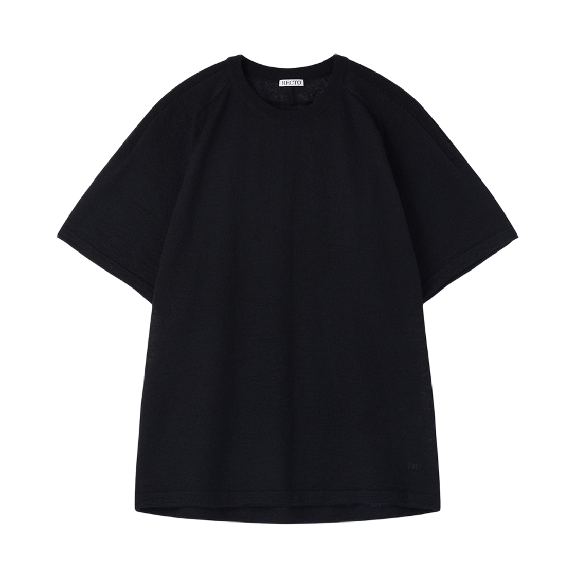 RM25WKTP001BK Recto Rc Sheer Short Sleeve Knit Top Black