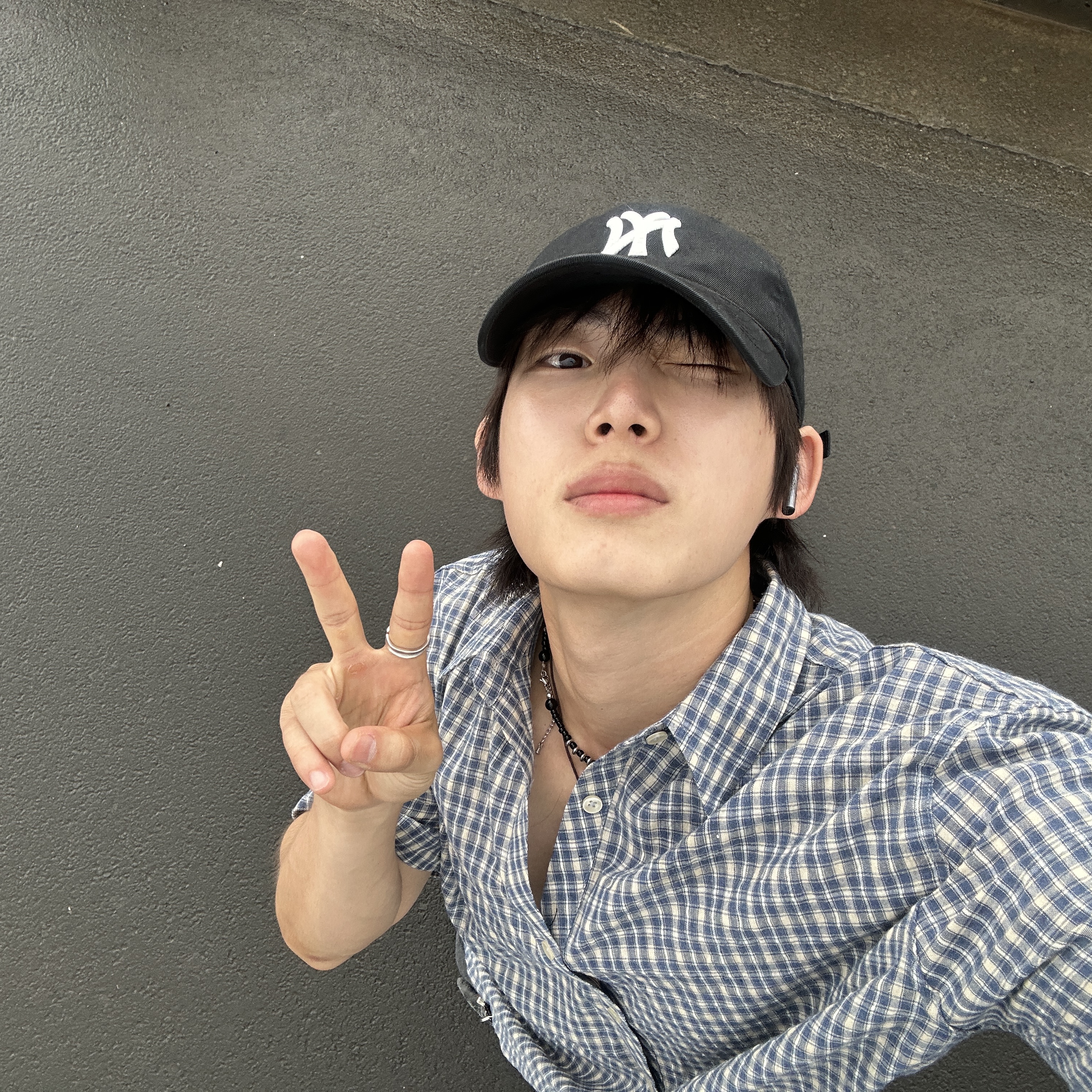 DANDEL Breezy Plaid Check Shirt Sky Blue 착용 스타일 - 3