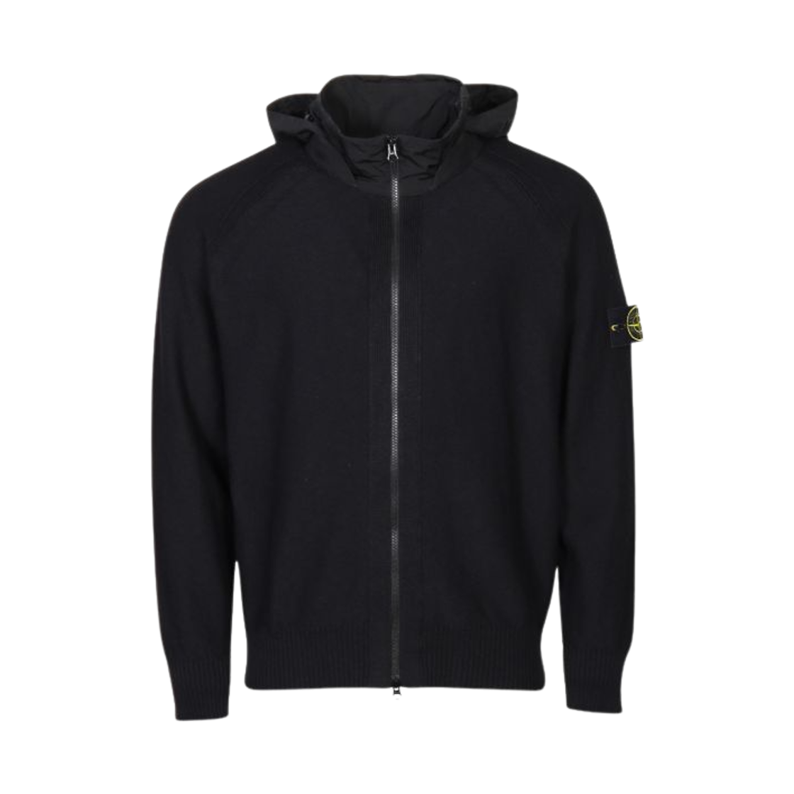 스톤 아일랜드 503B0 와펜 패치 니트 집업 블랙 - 24SS(Stone Island 503B0 Wappen Patch Knit Zip Up Black - 24SS)