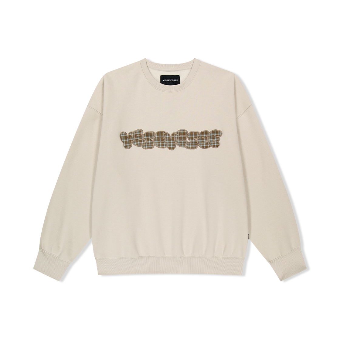 YS253TSWCW02ECR YESEYESEE Y.E.S Checkered Logo Sweatshirt Ecru
