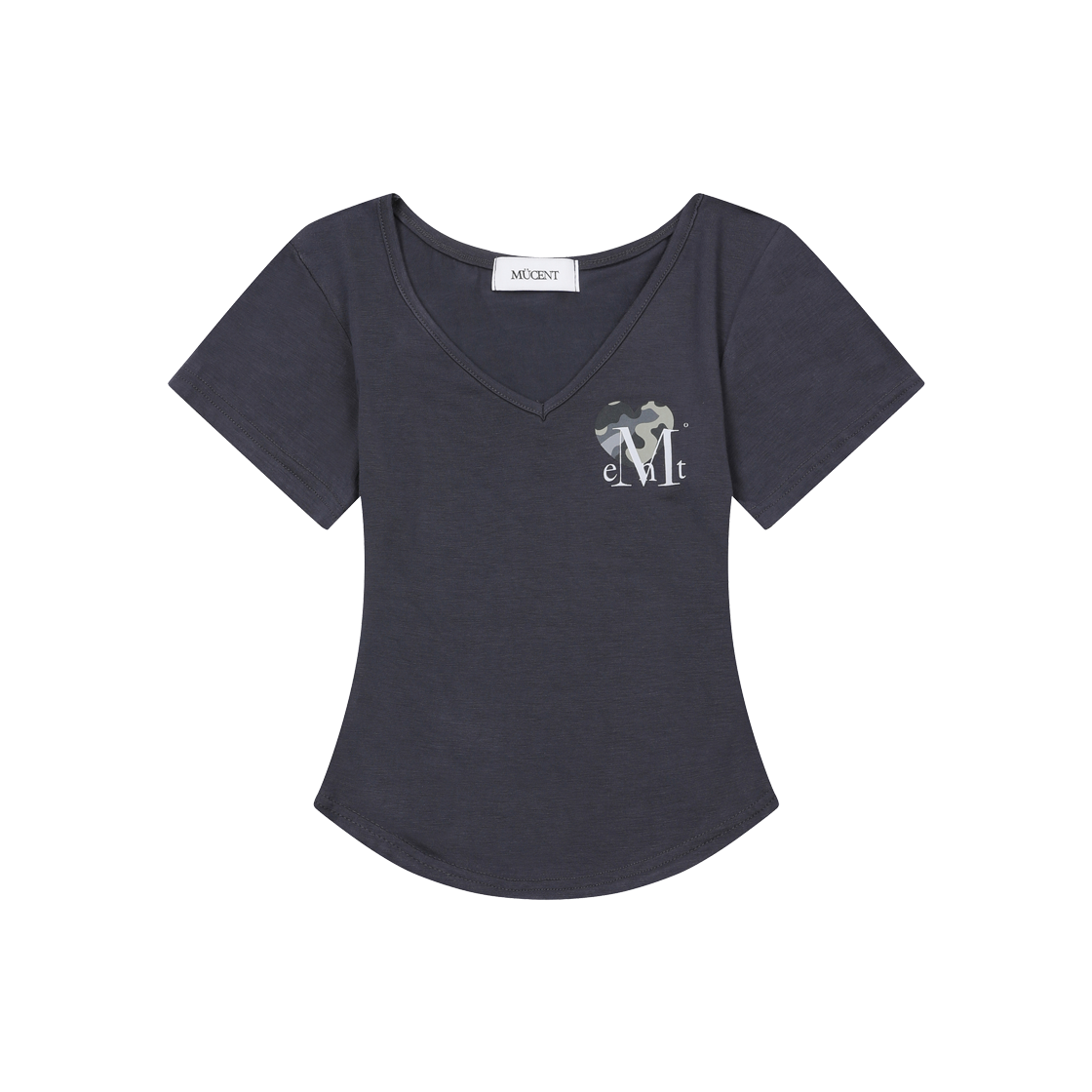 P0000BCW MUCENT Vaint Heart Camo V-neck Half T (3Color) Charcoal