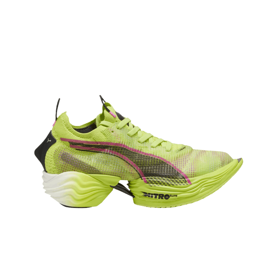 (W) 푸마 패스트-알 나이트로 엘리트 2 라임 포우 블랙((W) Puma Fast-R Nitro Elite 2 Lime Pow Black) - 1