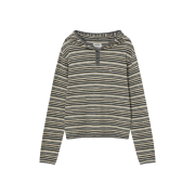 AEAE Stripe Knit Hoodie Beige