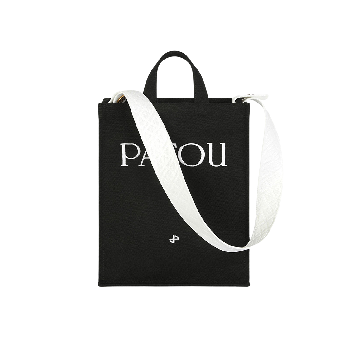 AC0620076999B Patou Vertical Patou Tote Bag in Cotton Canvas Black