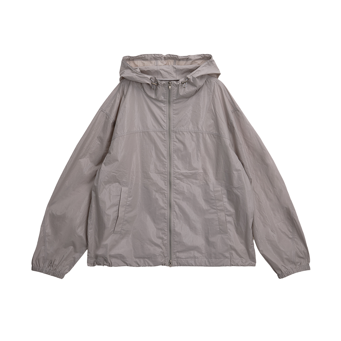 마뗑킴 마뗑 하이 넥 후디 코팅 점퍼 라이트 그레이