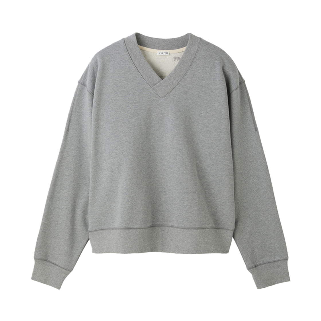 RM25WJTP003GR Recto Back Logo V-Neck SweatShirt Melange Grey