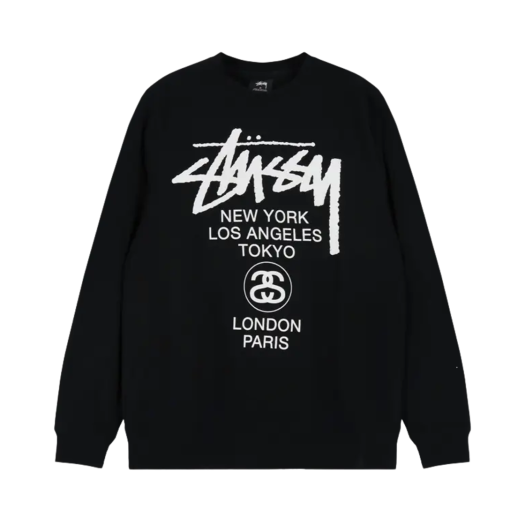 스투시 월드투어 크루넥 블랙 2024 | Stussy | KREAM