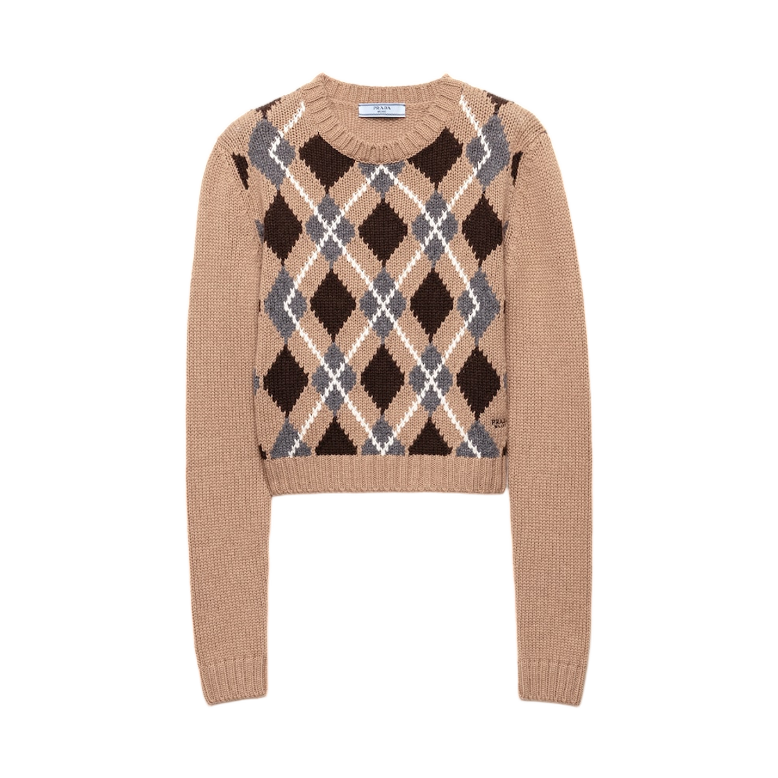 (W) 프라다 캐시미어 크루넥 스웨터 카멜 브라운((W) Prada Cashmere Crew-Neck Sweater Camel Brown) - 1