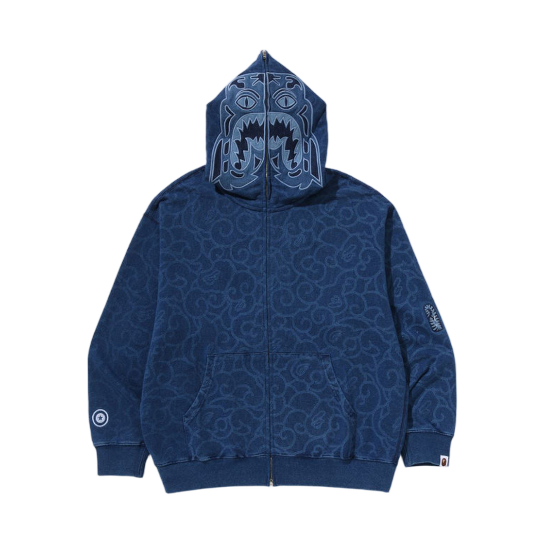 - BAPE Cloud Camo Tiger Upcycled Relaxed Fit Full Zip Hoodie Navy