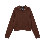 Vacant Archive Women Cappy Stud Hoodie Zip-Up Brown