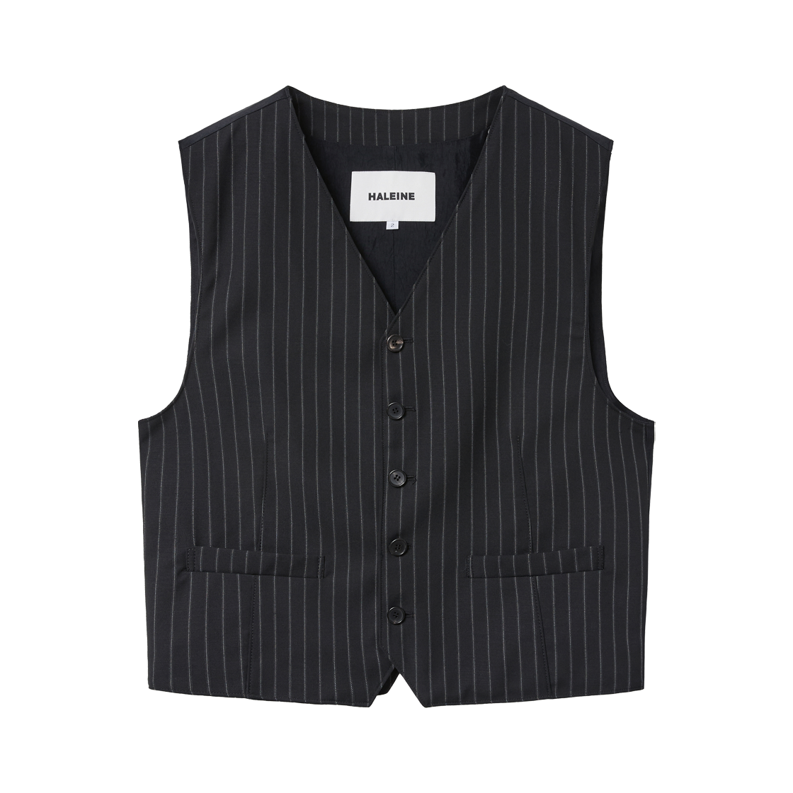 알렌느 울 핀스트라이프 베스트 블랙