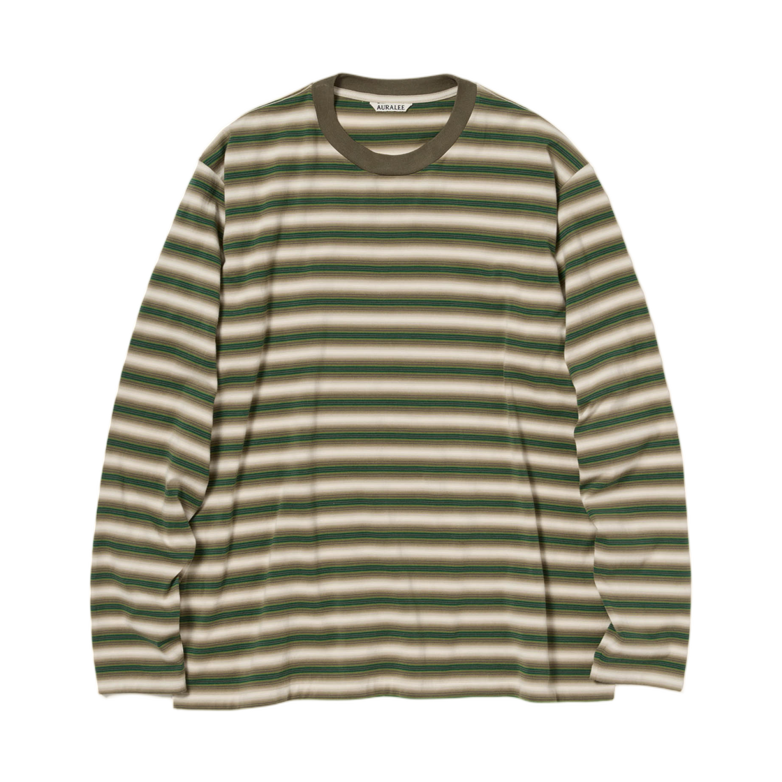 A25AP01GJ Auralee Gradient Stripe Jersey L/S T-Shirt Fade Brown Stripe - 25AW