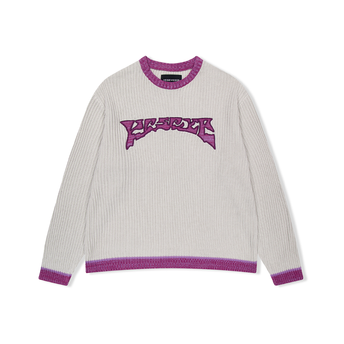 YS253KKNPK02IVO YESEYESEE Logo Applique Knit Pullover Ivory