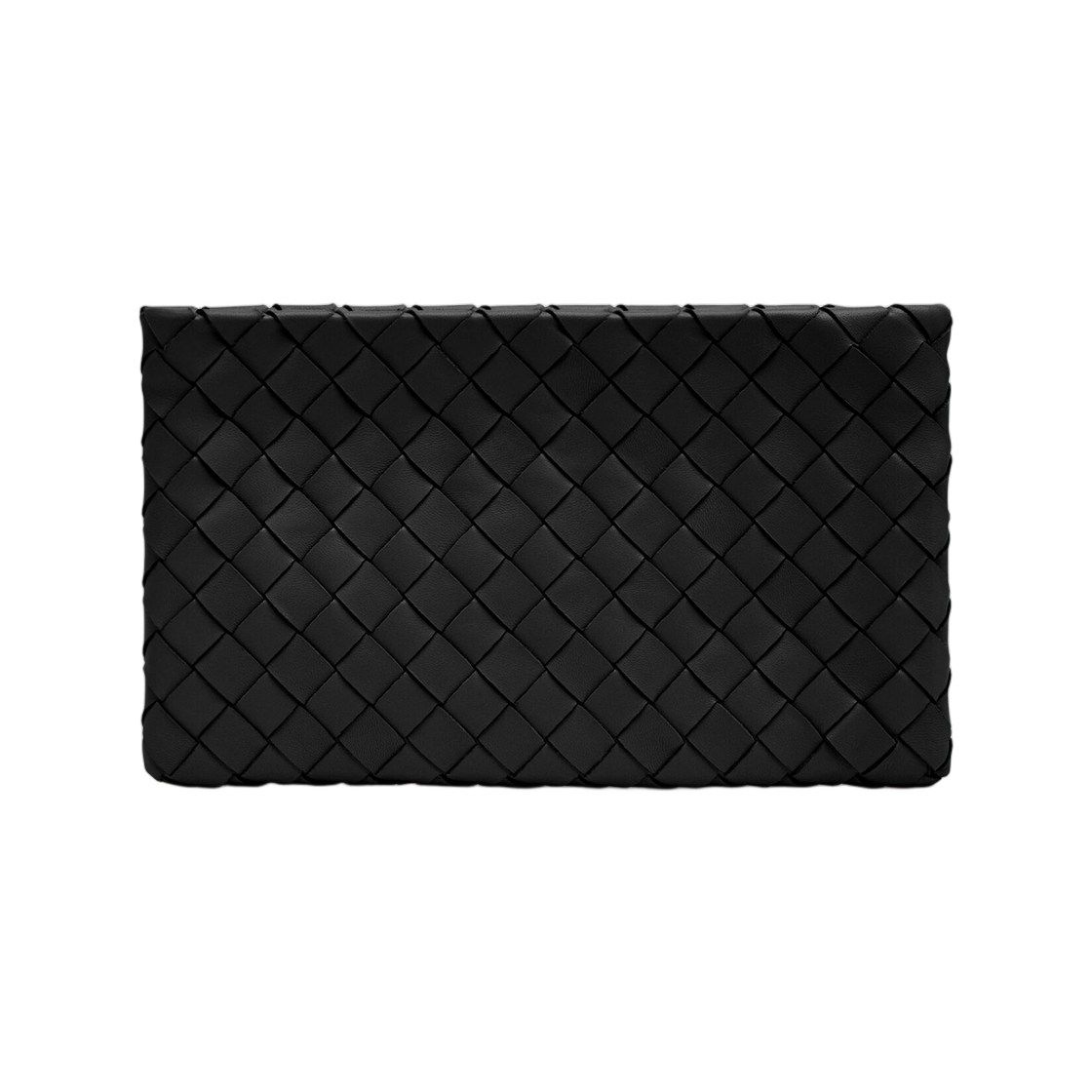 보테가 베네타 인트레치아토 스몰 플랫 파우치 블랙(Bottega Veneta Intrecciato Small Flat Pouch Black) - 1