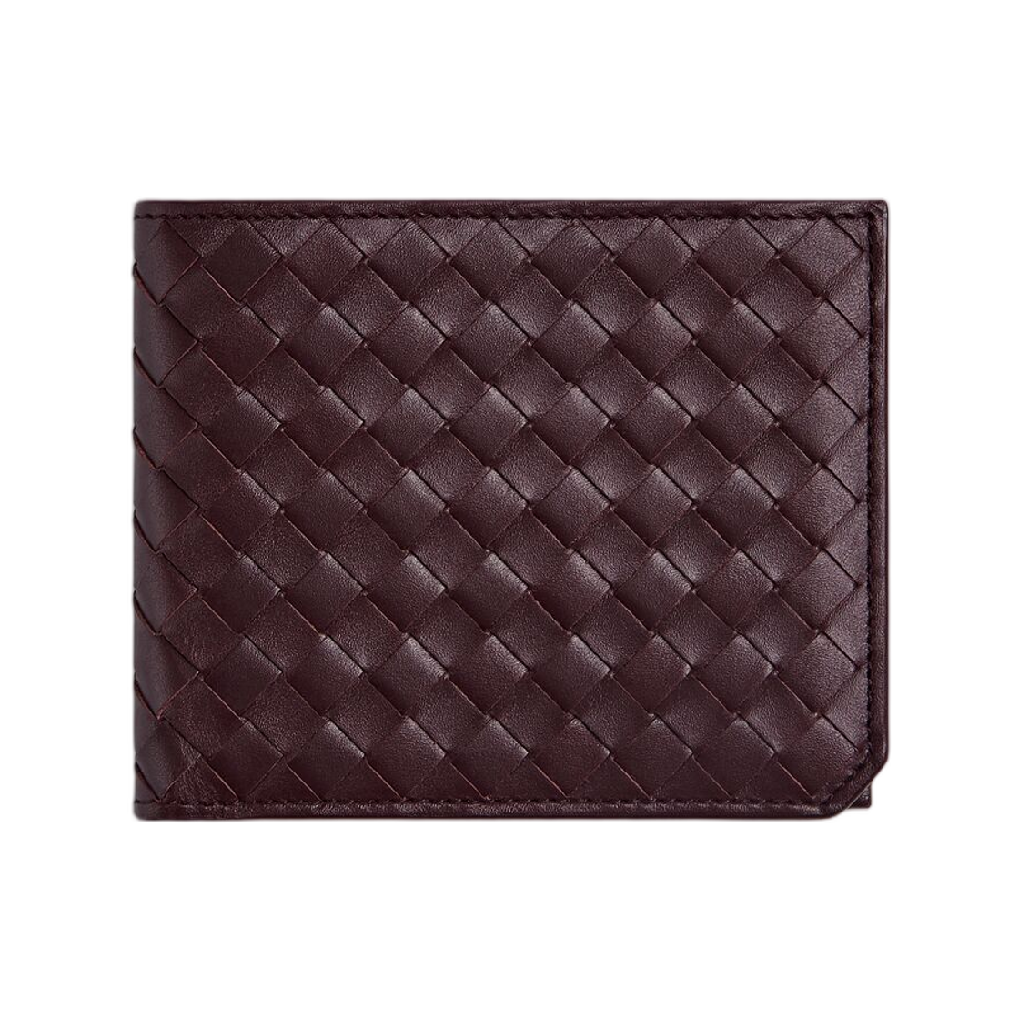 796966V4LQ22263 Bottega Veneta Intrecciato Piccolo Bi-Fold Wallet Dark Barolo