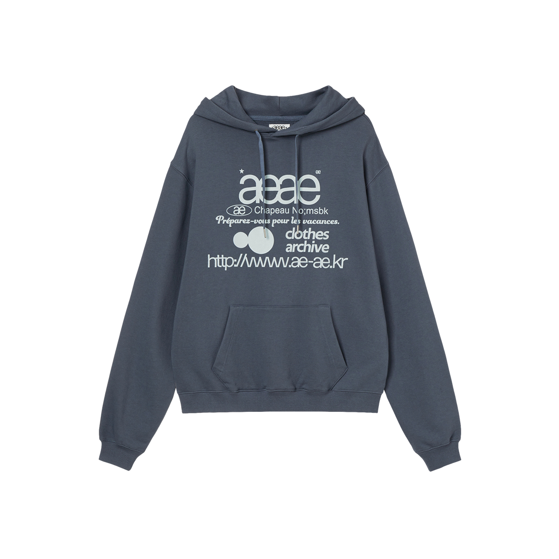 AE45FWHD002ASL AEAE Web Logo Loosed Hoodie Ash Blue