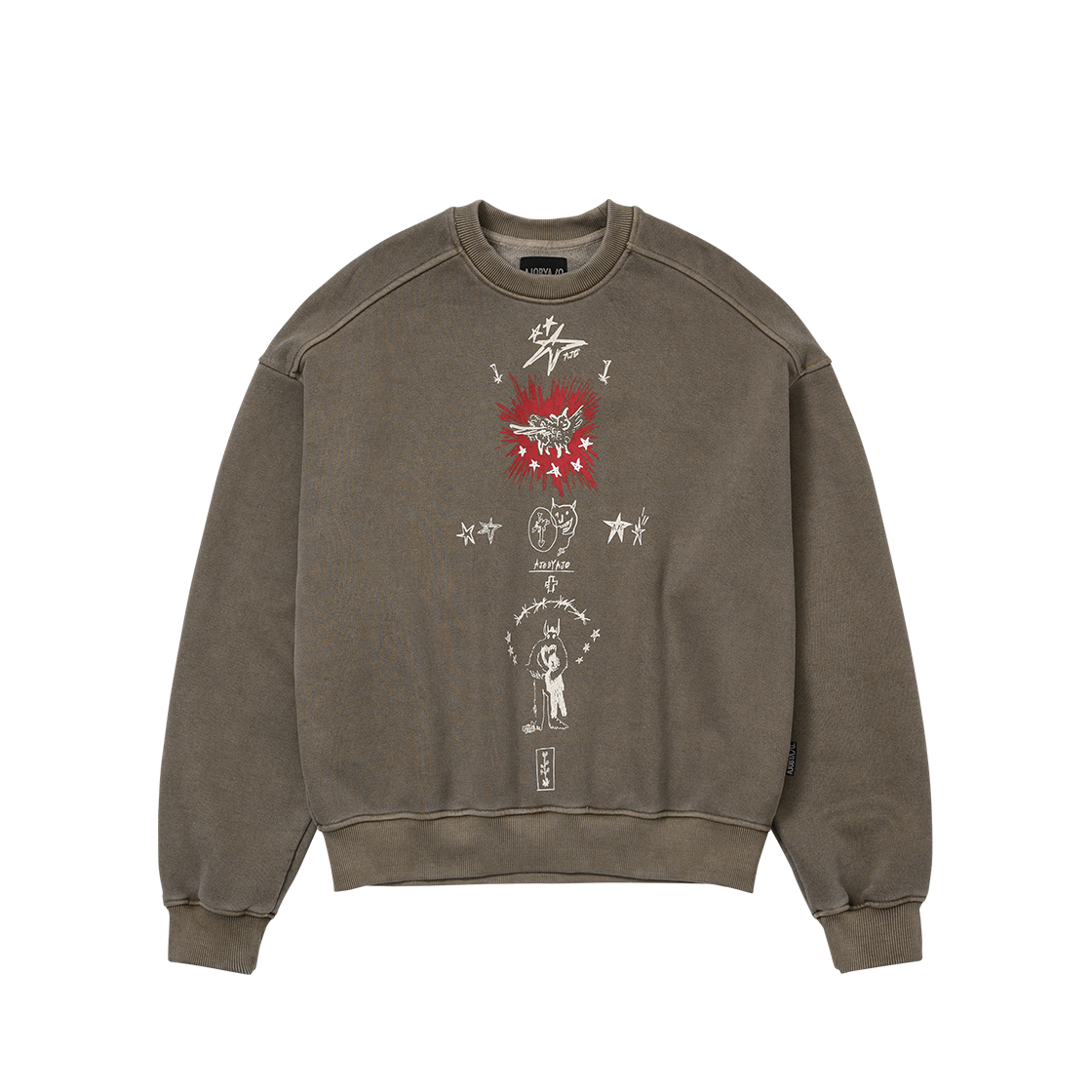 AJ254TP003BR AJOBYAJO Blessing Doodle Washed Sweatshirt Brown