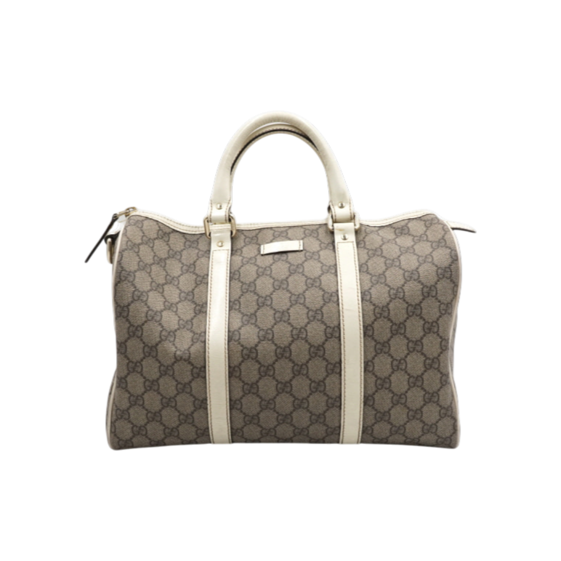 구찌 193603 GG 수프림 화이트 레더 캔버스 보스턴 토트백 aa52929(Gucci 193603 GG Supreme White Leather Canvas Boston Tote Bag AA52929)