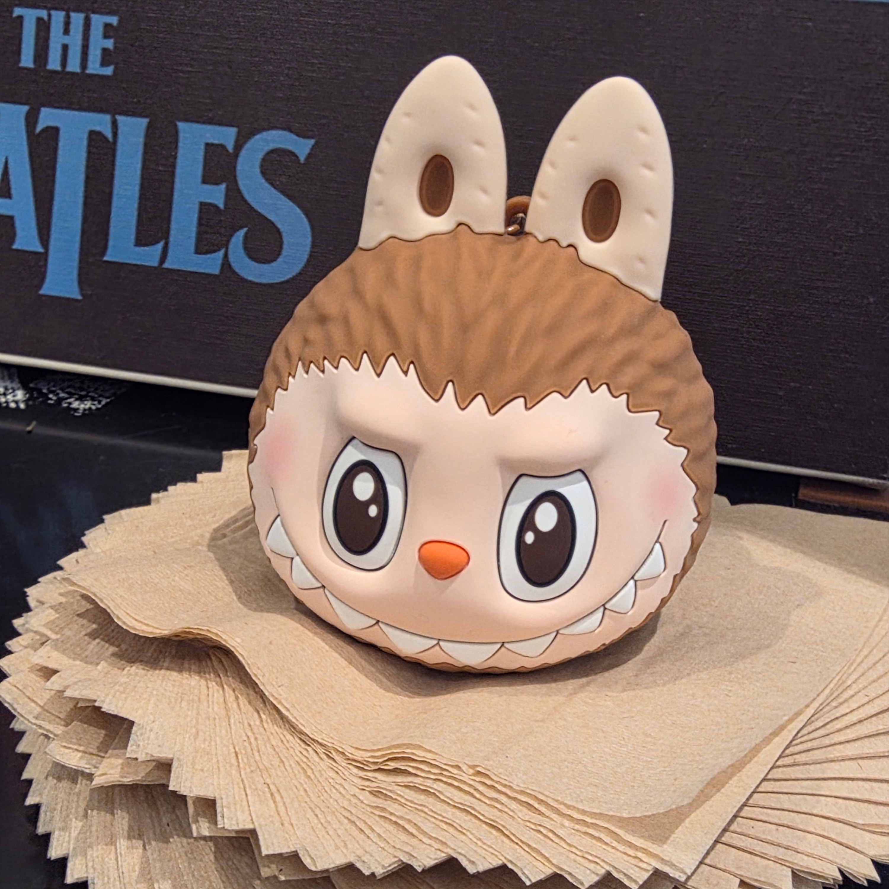 Pop Mart Labubu Original Silicone Earphone Bag Brown 착용 스타일 - 1