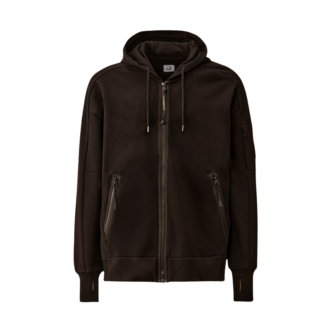 C.P. 컴퍼니 다이애그널 레이즈드 플리스 후드 풀 집 스웨트셔츠 블랙 - 25FW(C.P. Company Diagonal Raised Fleece Hooded Full Zip Sweatshirt Black - 25FW)