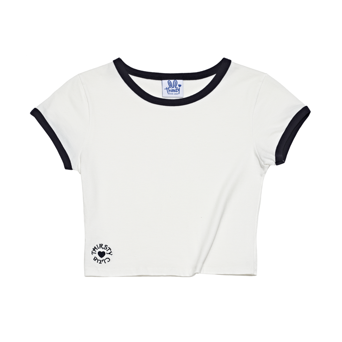 TPSLBRWH01 THIRSTY CLUB Basic Ringer T Shirt - White