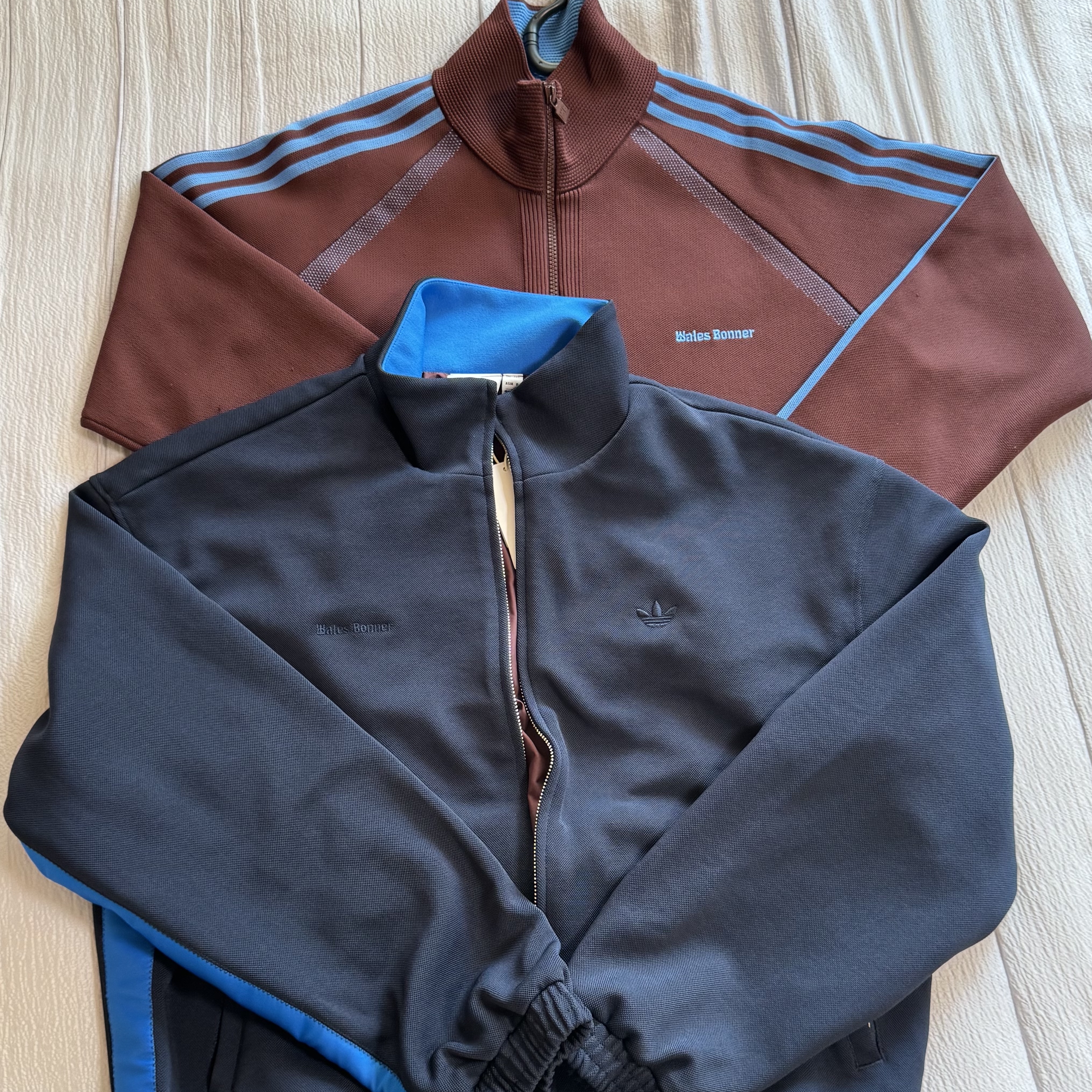 Adidas x Wales Bonner Pique Track Top Night Navy - KR Sizing, Adidas x Wales Bonner Statement Knit Track Top Mystery Brown - US Sizing 착용 스타일 - 2