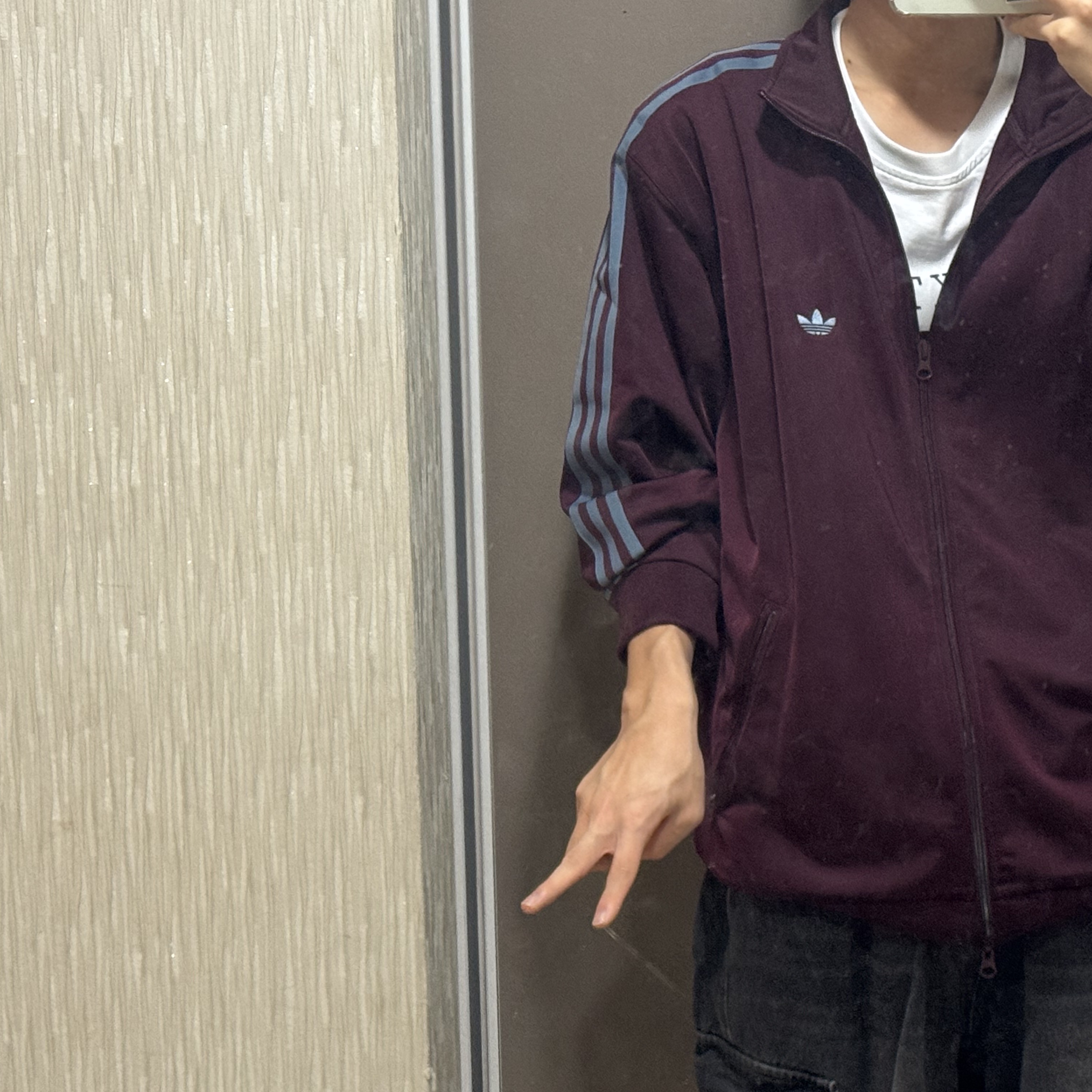 Adidas Originals Beckenbauer Track Jacket Maroon - KR Sizing 착용 스타일