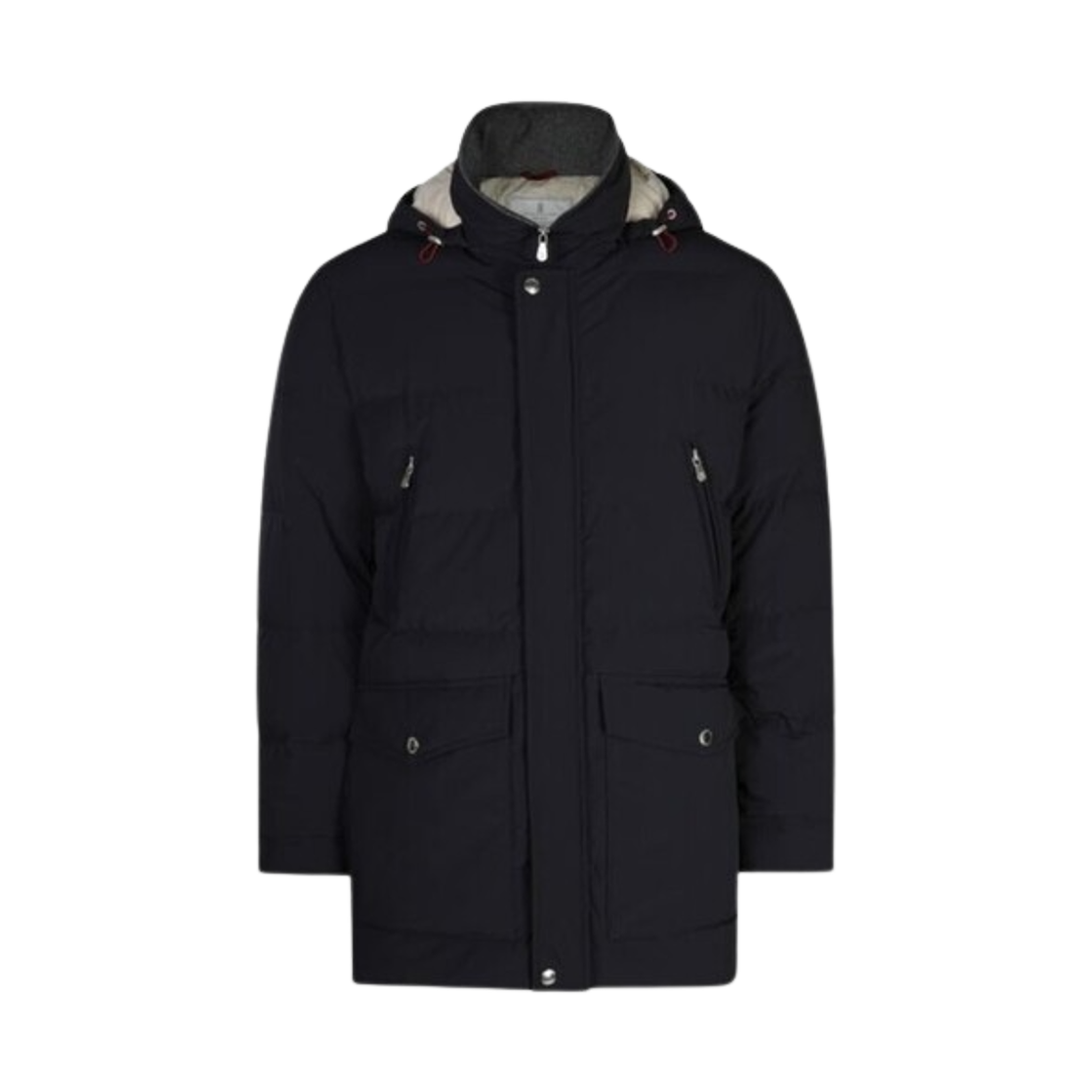 MM4911827-CZV03 Brunello Cucinelli Detachable Hooded Long Down Padded Jacket Blue