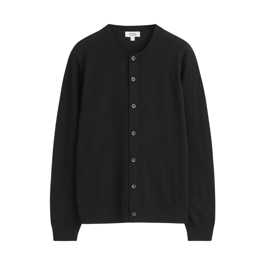 1298861001 COS Merino Wool Crewneck Cardigan Black