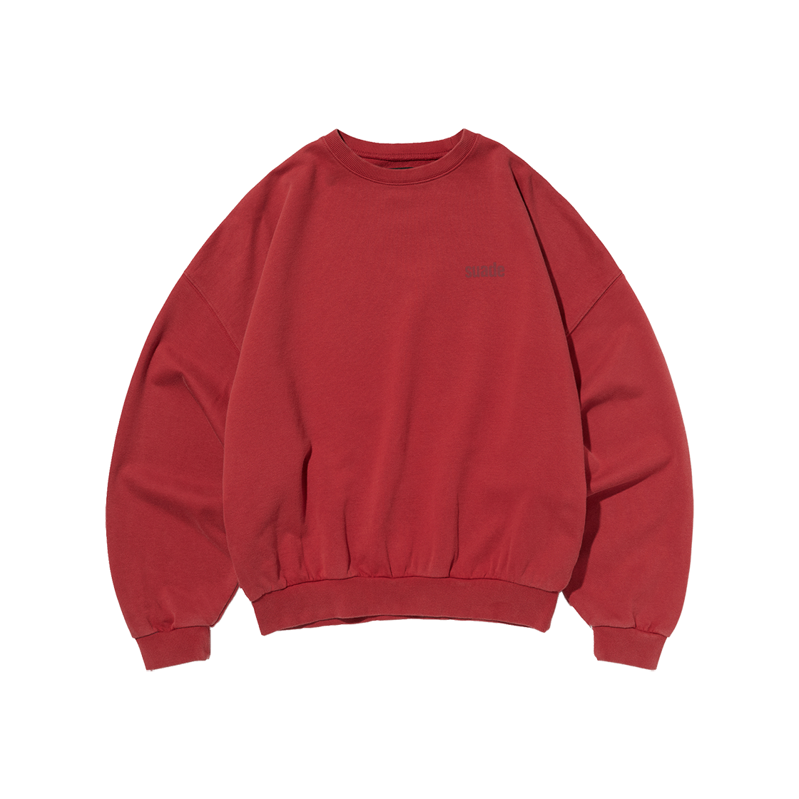 SDEFTO217RD Suade Cropped Washed Crewneck Red