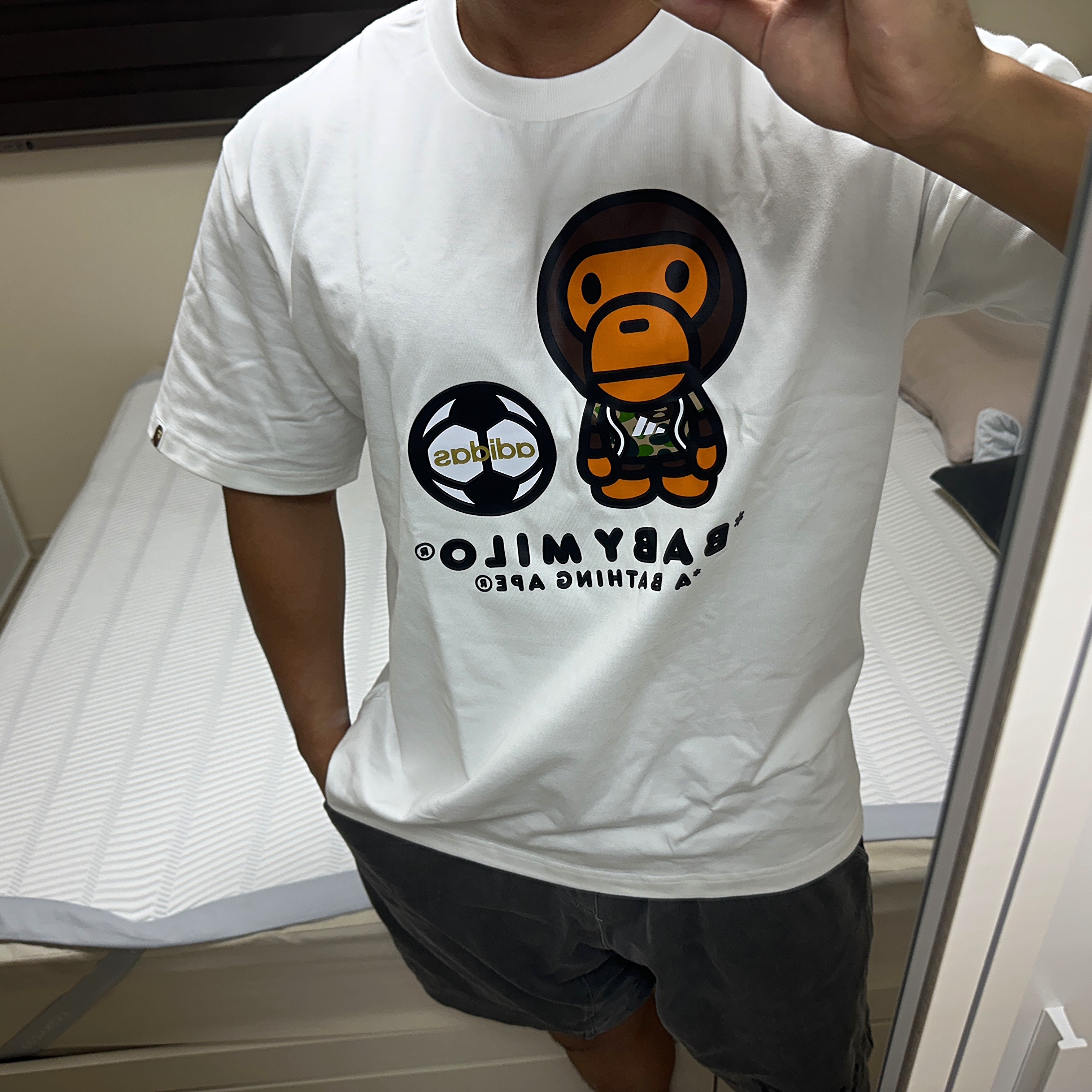 Adidas x BAPE Baby Milo T-Shirts White - KR Sizing 착용 스타일