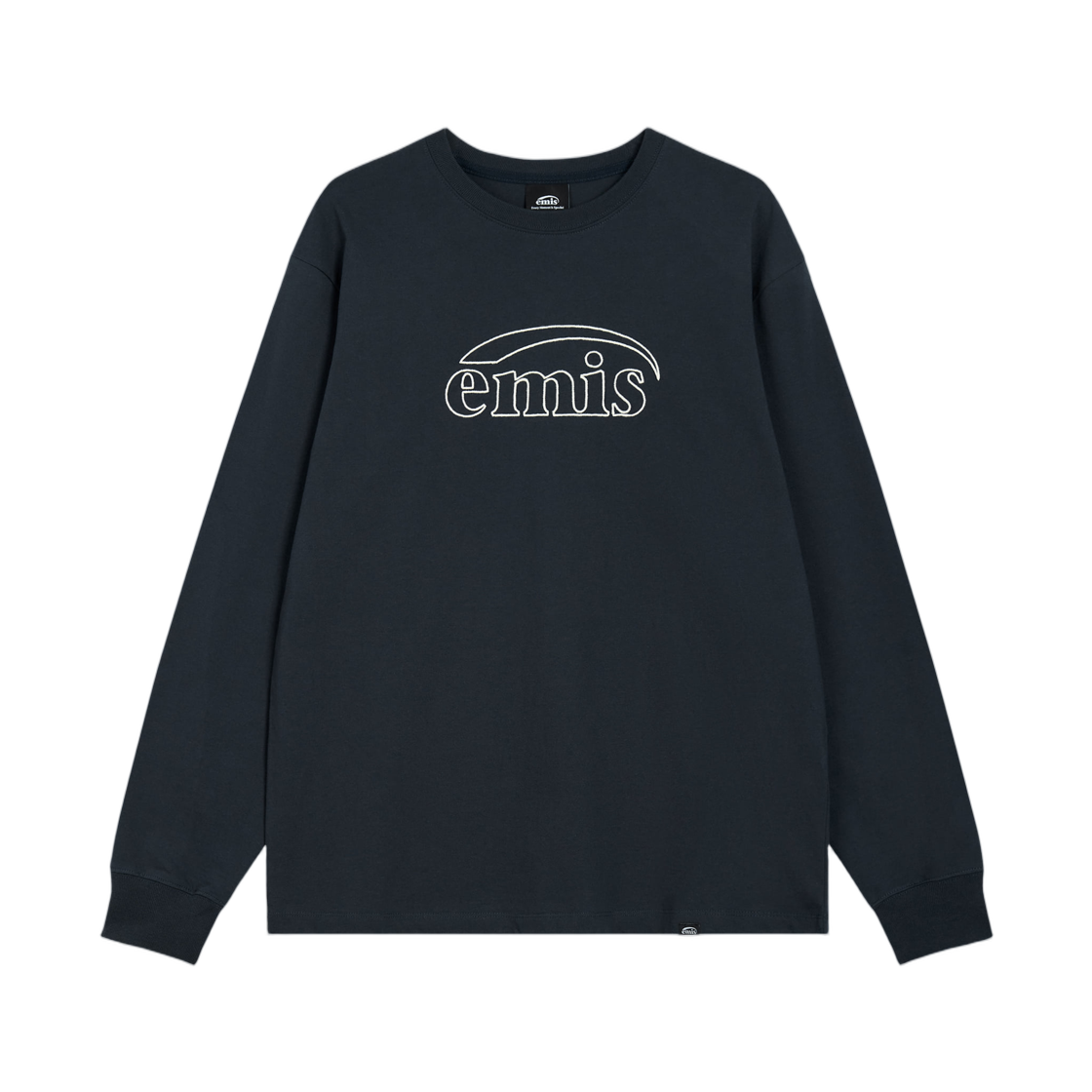 - Emis Long Sleeve Chain Stitch T-Shirt Navy