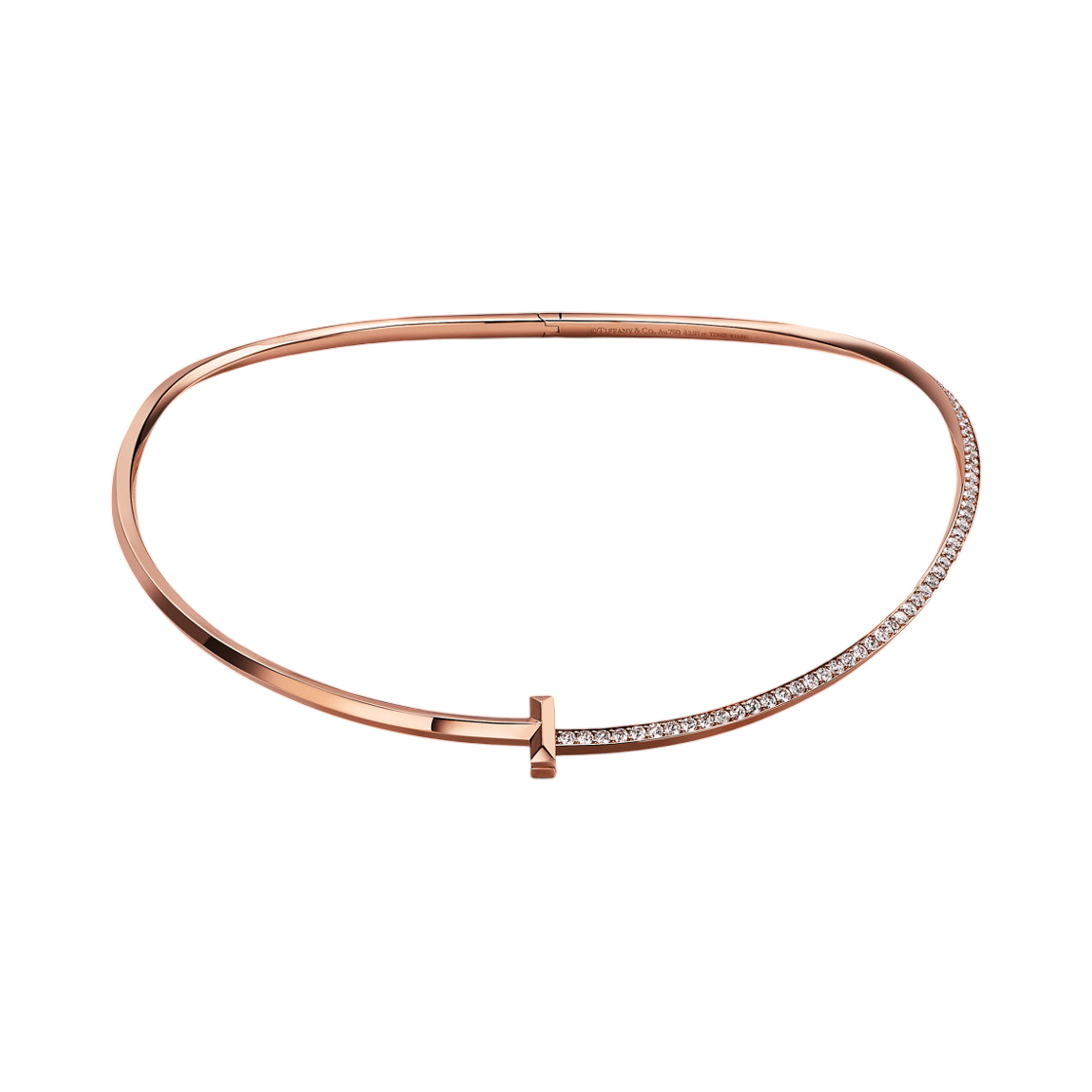 티파니 앤 코 티파니 T T1 하프 다이아몬드 네클리스 로즈 골드 다이아몬드(Tiffany & Co. Tiffany T T1 Half Diamond Necklace Rose Gold with Diamonds) - 1