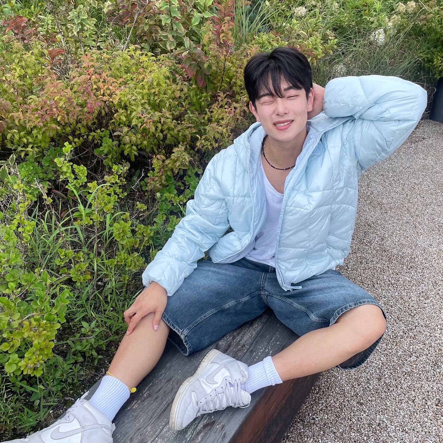 The North Face Wave LT On Jacket Light Blue 착용 스타일 - 3