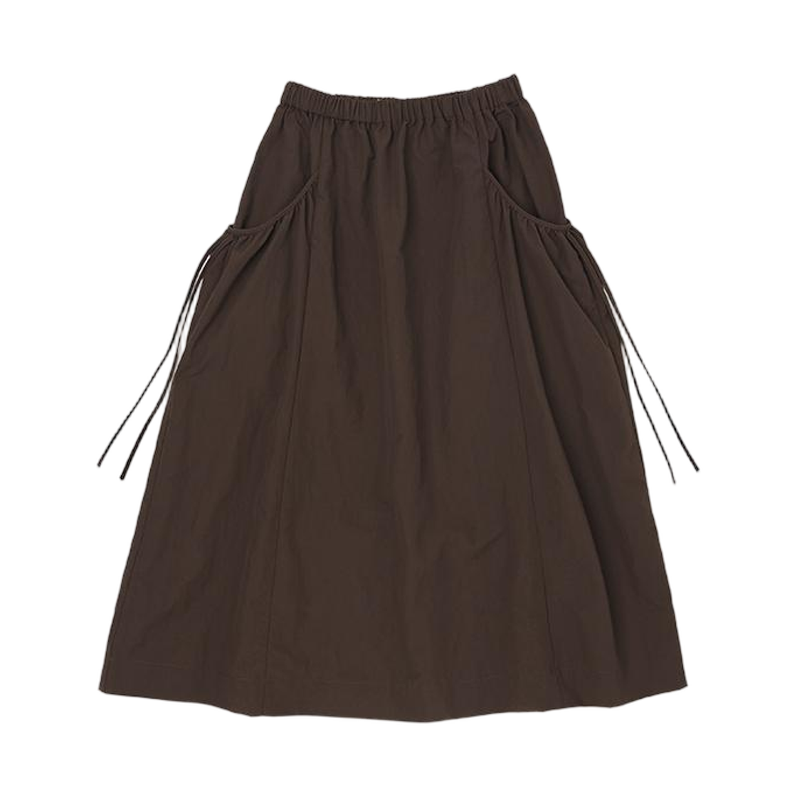 (W) 플랙 셔링 포켓 미디 스커트 브라운((W) PLAC Shirring Pocket Midi Skirt Brown)