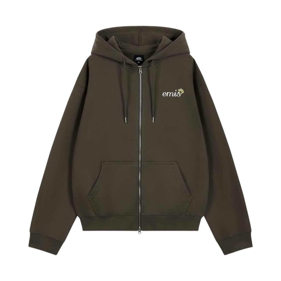이미스 레터링 로고 집업 후드 브라운(Emis Lettering Logo Zip Up Hoodie Brown)