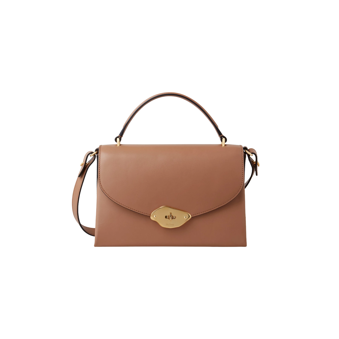 HH9267-615E126 Mulberry High Gloss Leather Lana Top Handle Bag Sable