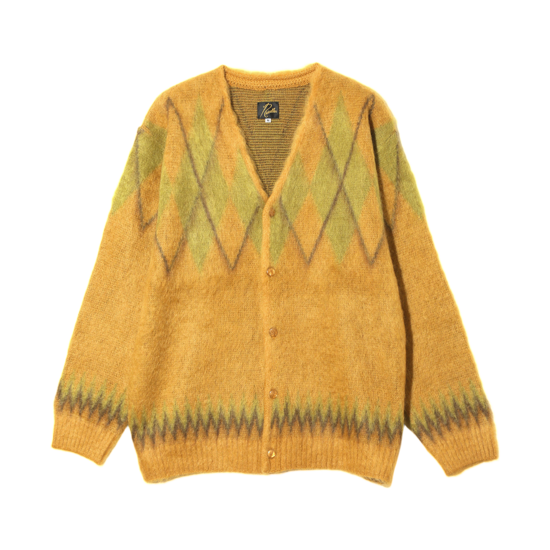 RW355 Needles Mohair Cardigan Argyle Mustard