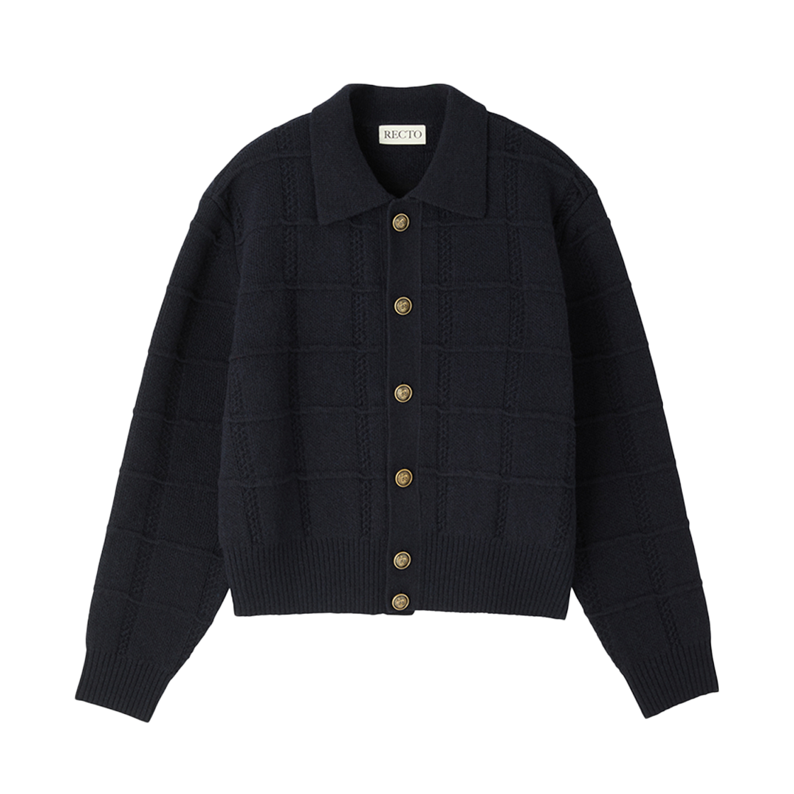 RM25WKCD002NV Recto Vintage Button Collar Cardigan Dark Navy