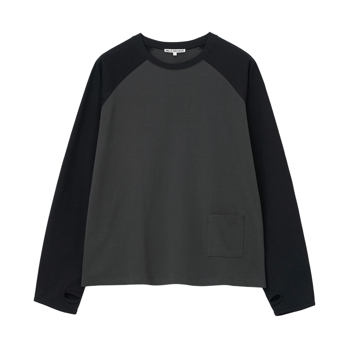 ML643BLK Millo Archive Middle Pocket Raglan Long Sleeve Black