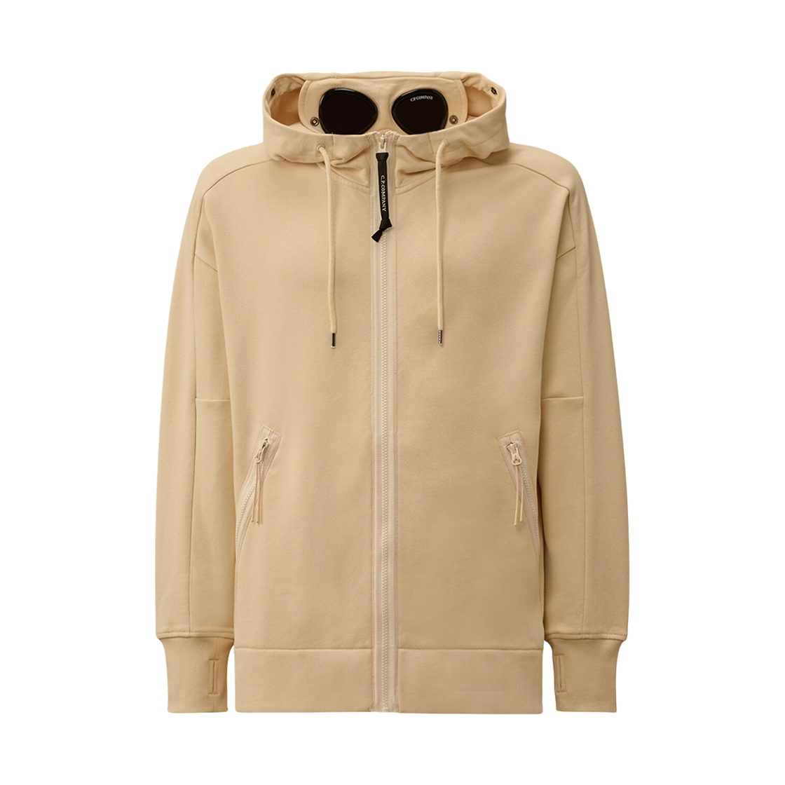 19CMSS715A005086W402 C.P. Company Diagonal Raised Fleece Goggle Sweatshirt Pistachio Shell Beige - 25FW