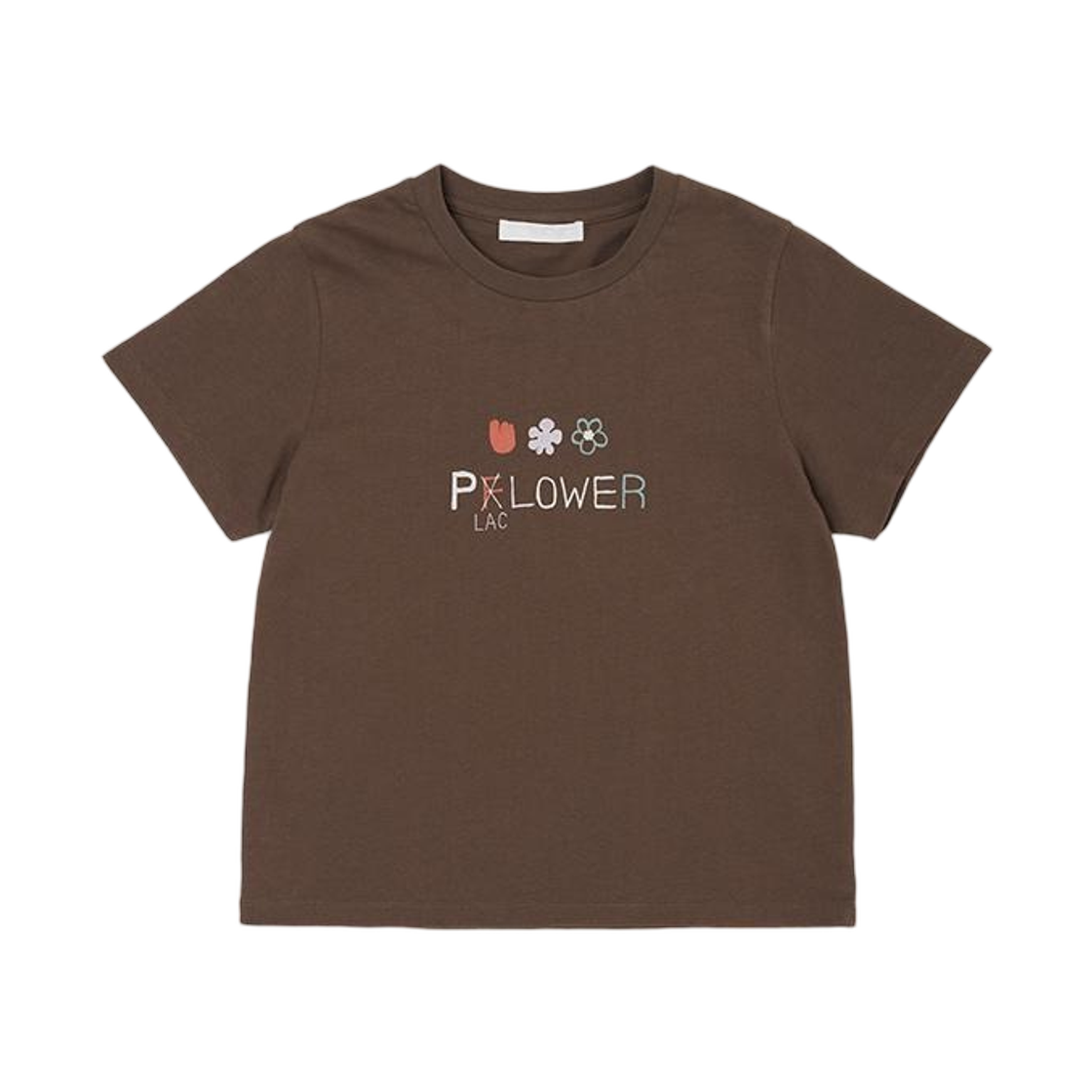 (W) 플랙 플라워 그래픽 숏슬리브 티셔츠 브라운((W) PLAC Flower Graphic Short Sleeve T-Shirt Brown)