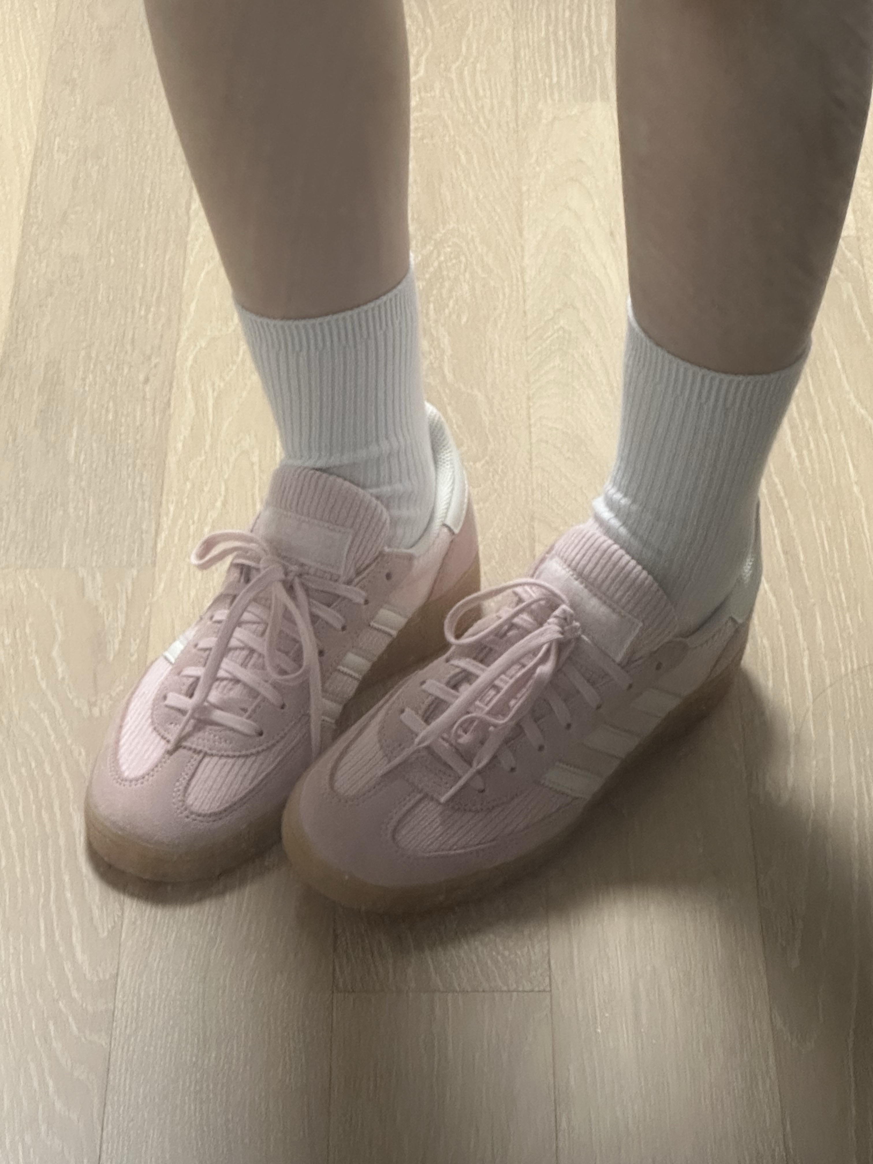(W) Adidas Handball Spezial Sandy Pink Off White 착용 스타일